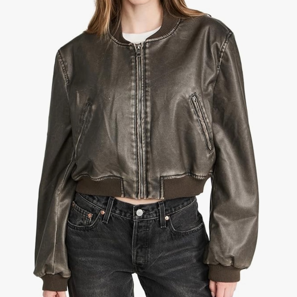zara faux leather bomber jacket